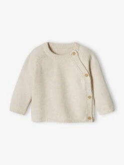 Pull Bébé En Tricot Ouverture Devant Beige Chiné - Vertbaudet