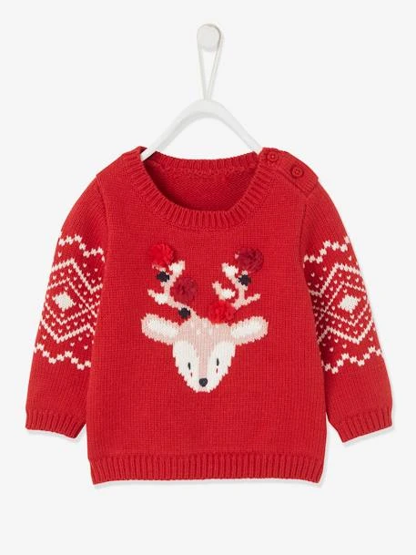 Pull De Noël Bébé Mixte Motif Renne Rouge Brique - Vertbaudet 1 Pull De Noël Bébé Mixte Motif Renne Rouge Brique - Vertbaudet