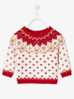 Pull Jacquard De Noël Bébé Ivoire - Vertbaudet -Vertbaudet Soldes Magasin pull jacquard de noel bebe 7