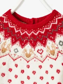 Pull Jacquard De Noël Bébé Ivoire - Vertbaudet -Vertbaudet Soldes Magasin pull jacquard de noel bebe 9