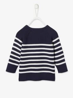 Pull Marinière Bébé Vert Grisé Rayé - Vertbaudet -Vertbaudet Soldes Magasin pull mariniere bebe 4