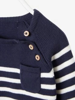 Pull Marinière Bébé Vert Grisé Rayé - Vertbaudet -Vertbaudet Soldes Magasin pull mariniere bebe 5