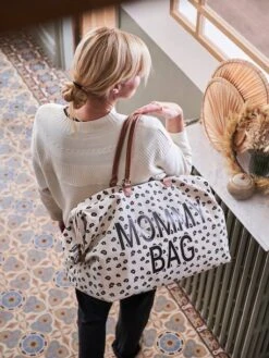 Sac à Langer Mommy Bag Large Canvas CHILDHOME Blanc Cassé Léopard - Childhome