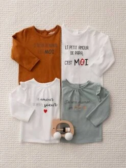 T-shirt à Message Bébé Manches Longues Caramel - Vertbaudet -Vertbaudet Soldes Magasin t shirt a message bebe manches longues 4