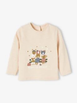 T-shirt Bébé En Jersey Flammé Beige Clair - Vertbaudet