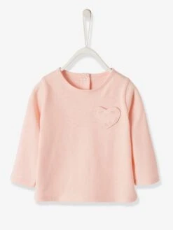 T-shirt Bébé Fille Poche Coeur Et Fraises BASICS Rose Pâle - Vertbaudet -Vertbaudet Soldes Magasin t shirt bebe fille poche coeur et fraises basics 4
