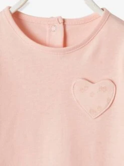 T-shirt Bébé Fille Poche Coeur Et Fraises BASICS Rose Pâle - Vertbaudet -Vertbaudet Soldes Magasin t shirt bebe fille poche coeur et fraises basics 5