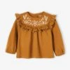 T-shirt Brodé Bébé Manches Longues Caramel - Vertbaudet