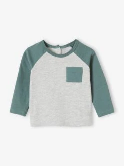 T-shirt Colorblock Bébé Manches Raglan Gris Clair Chiné - Vertbaudet