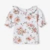 T-shirt Fleuri Bébé En Pointelle Blanc - Vertbaudet