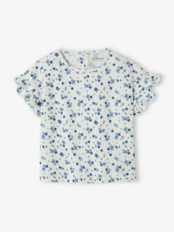 T-shirt Fleuri Bébé En Pointelle écru - Vertbaudet