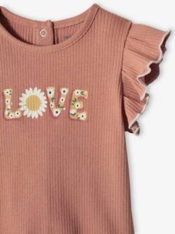T-shirt Love Bébé Manches Courtes Vieux Rose - Vertbaudet -Vertbaudet Soldes Magasin t shirt love bebe manches courtes 2