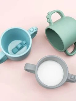 Tasse à 2 Poignées DONE BY DEER Peekaboo Crocodile En Silicone Vert - Done By Deer -Vertbaudet Soldes Magasin tasse a 2 poignees done by deer peekaboo crocodile en silicone 3