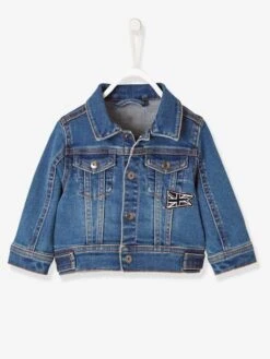 Veste En Jean Bébé Garçon Drapeau Anglais Denim Stone - Vertbaudet